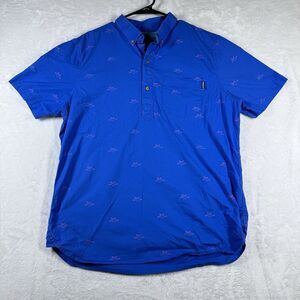 Chubbies Tropical Short Sleeve‎ Golf Polo Men's Large Wood Button Hawaiian
